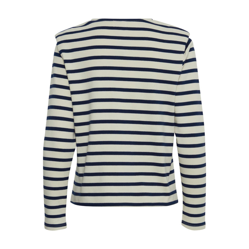 IRFRANCINE Long Sleeve Knitted Cotton Navy/White