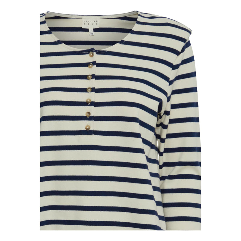 IRFRANCINE Long Sleeve Knitted Cotton Navy/White