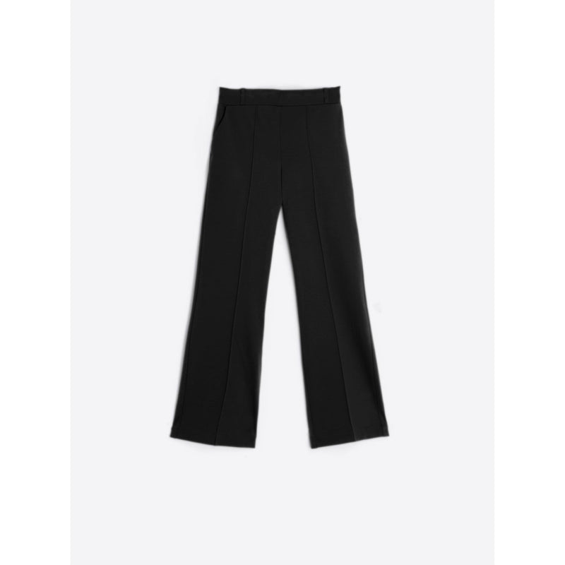 CAROLE Stretch Pull On Straight Trousers Black