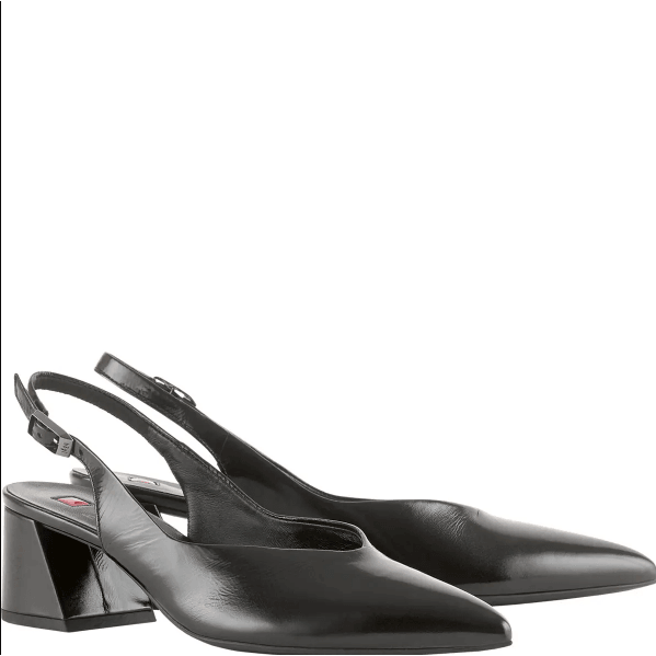 Calla Block Heel Sling Back Shoe Black Patent