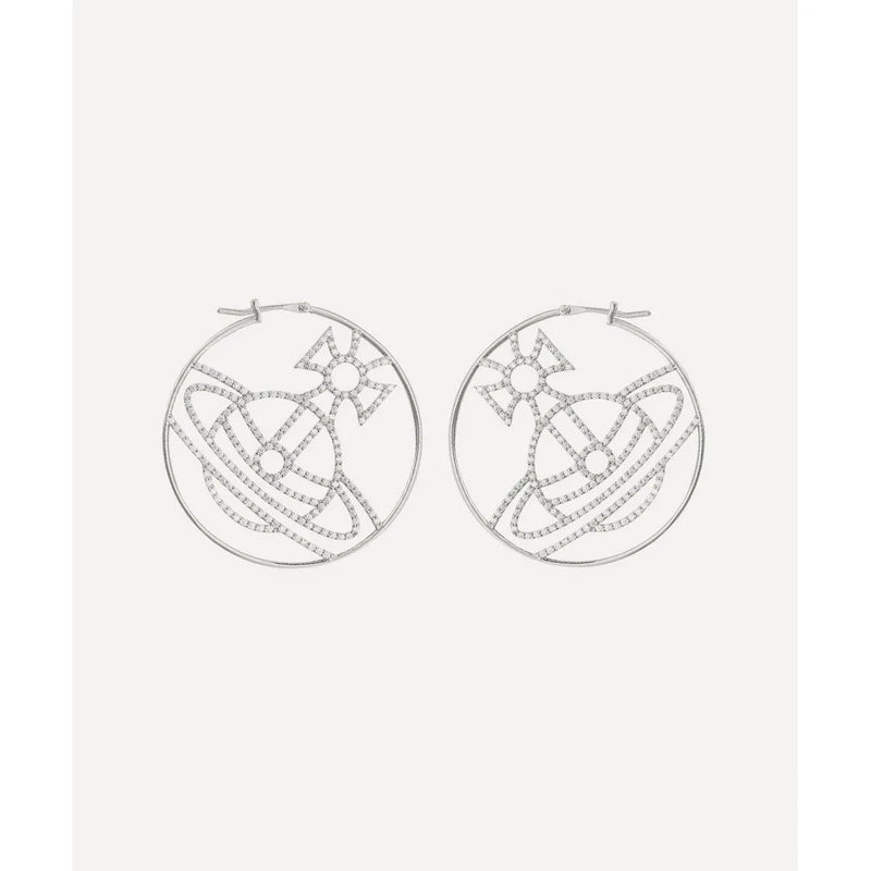 Eloisa CZ Hoop Earrings Platinum/White/Crystal