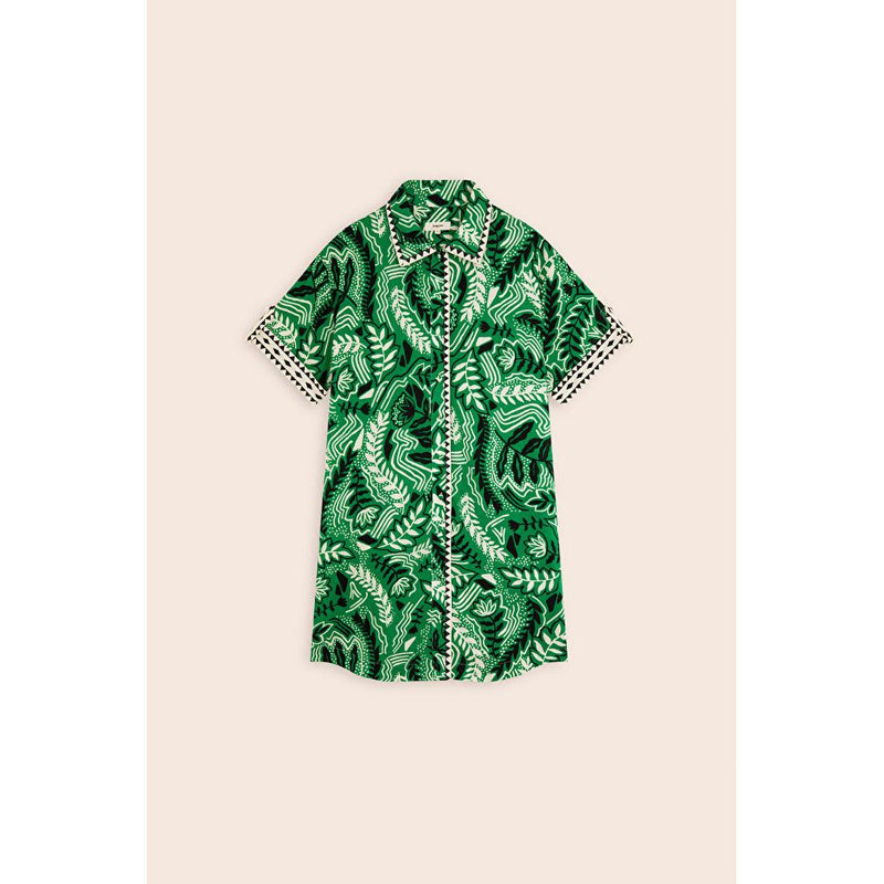 Celna Tropical Print Dress Green