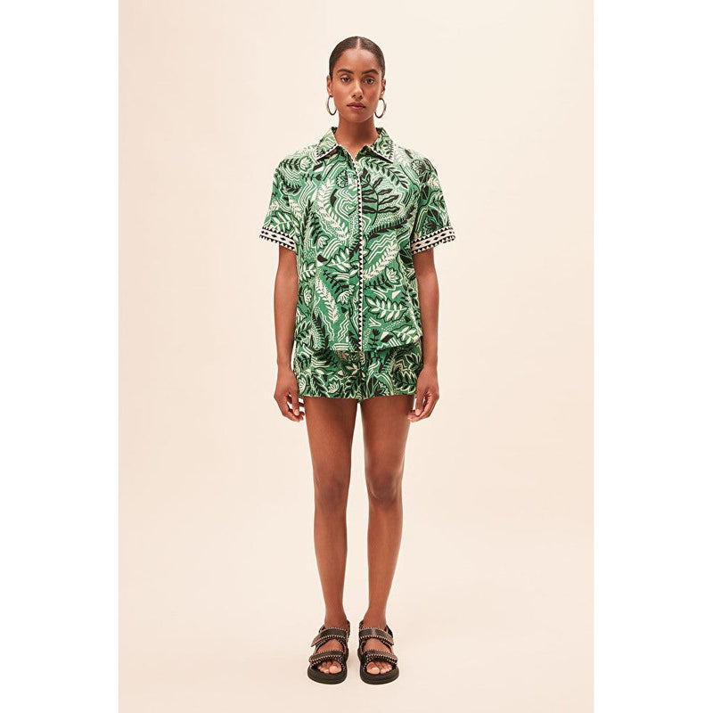 Laban Tropical Green print Blouse/Shirt