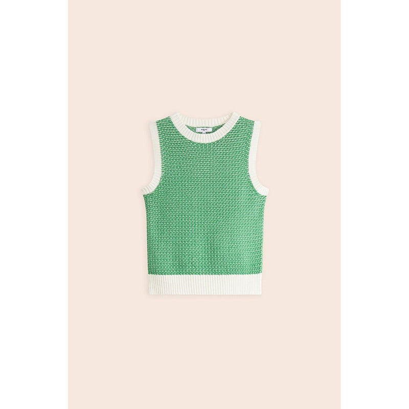 Primori White/Green Sleeveless Vest