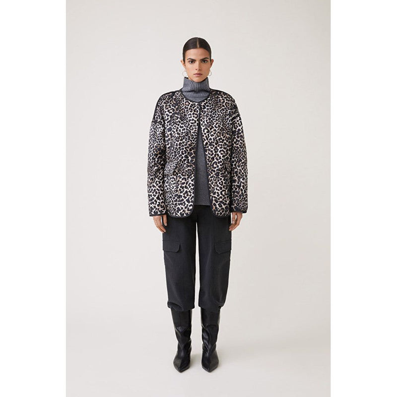 EVAN Quilted Reversible Jacket Leopard/Black