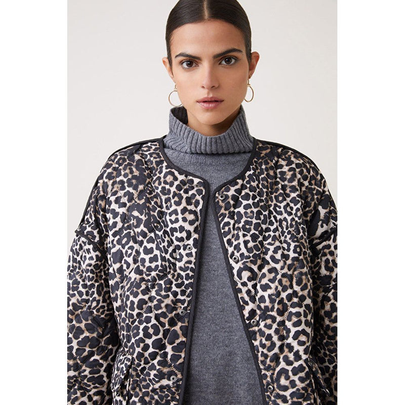 EVAN Quilted Reversible Jacket Leopard/Black