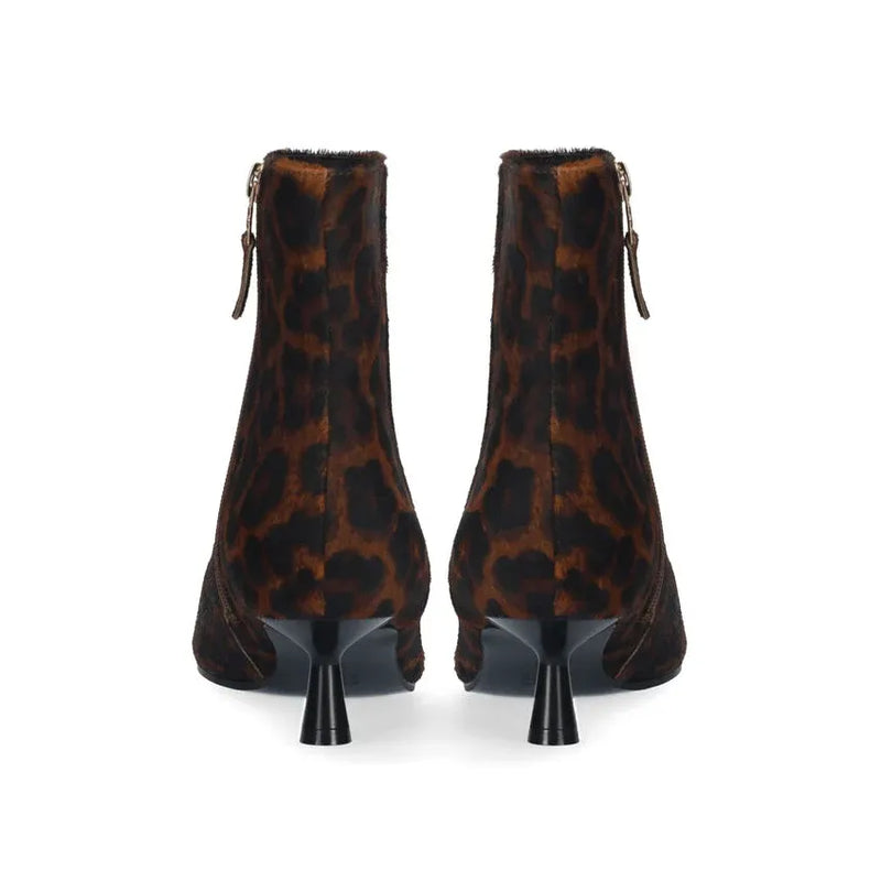 Printed Pony Fur Bootie Leopard