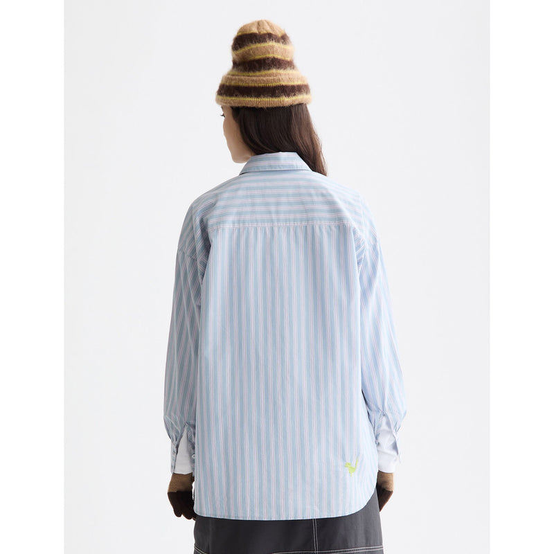 Embroidered Girlfriend Shirt Blue Stripe