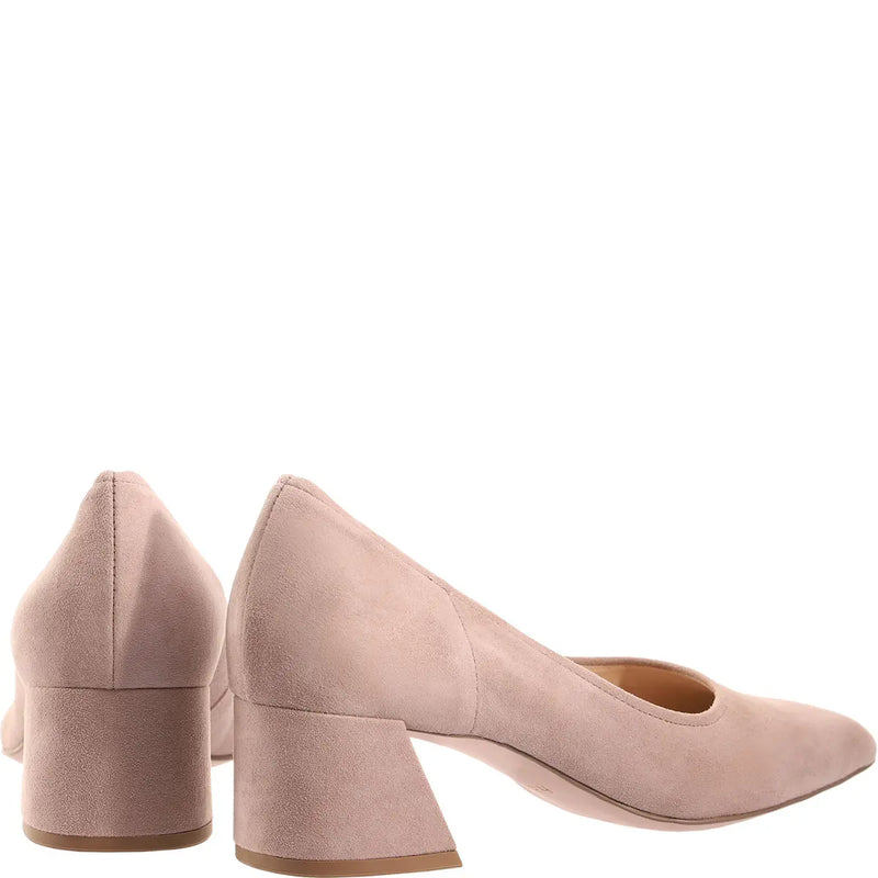 Suede Block Heel Low Court Shoes Taupe