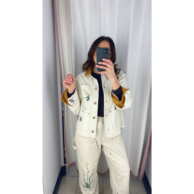 Workwear Barn Jacket with Embroidery Ecru