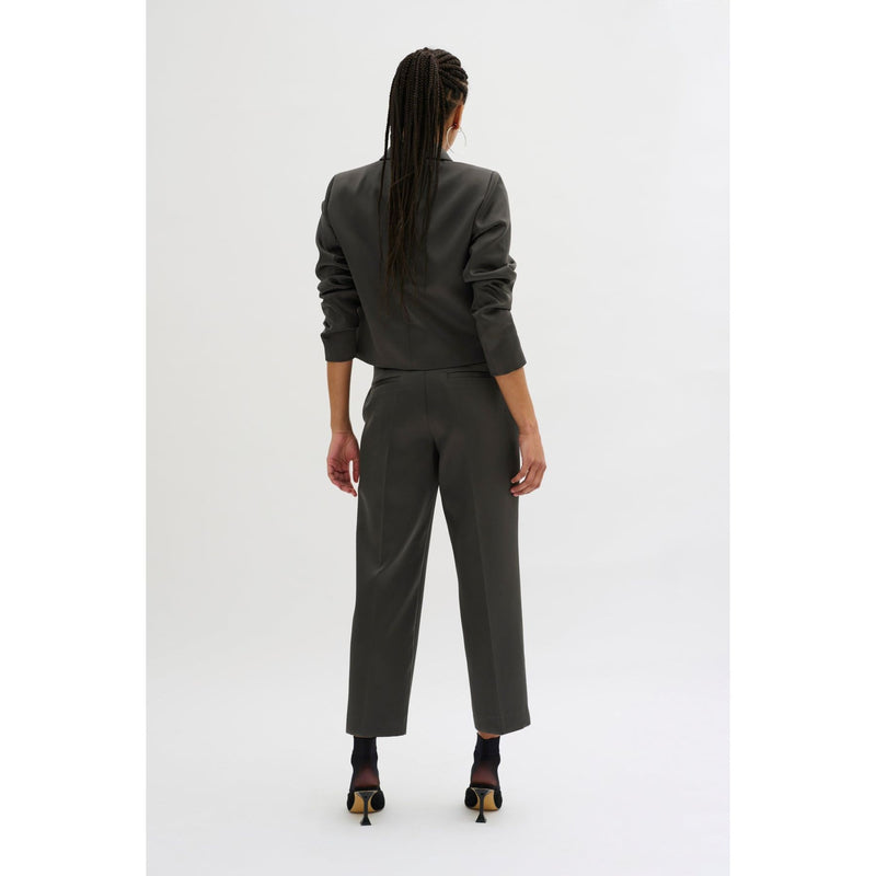 Mindy Suit Cigarette Trousers Dark Green-Grey