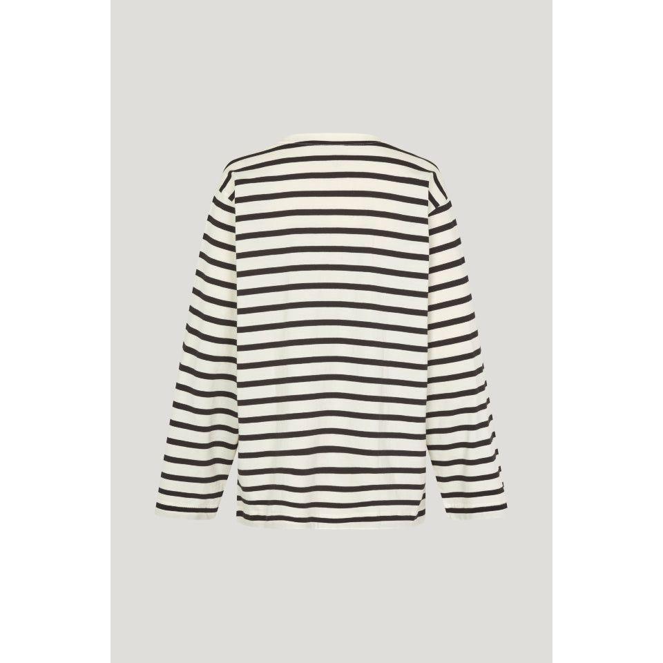 Jeevana Stipe Top Black/White - AgathaBoutiqueLtd