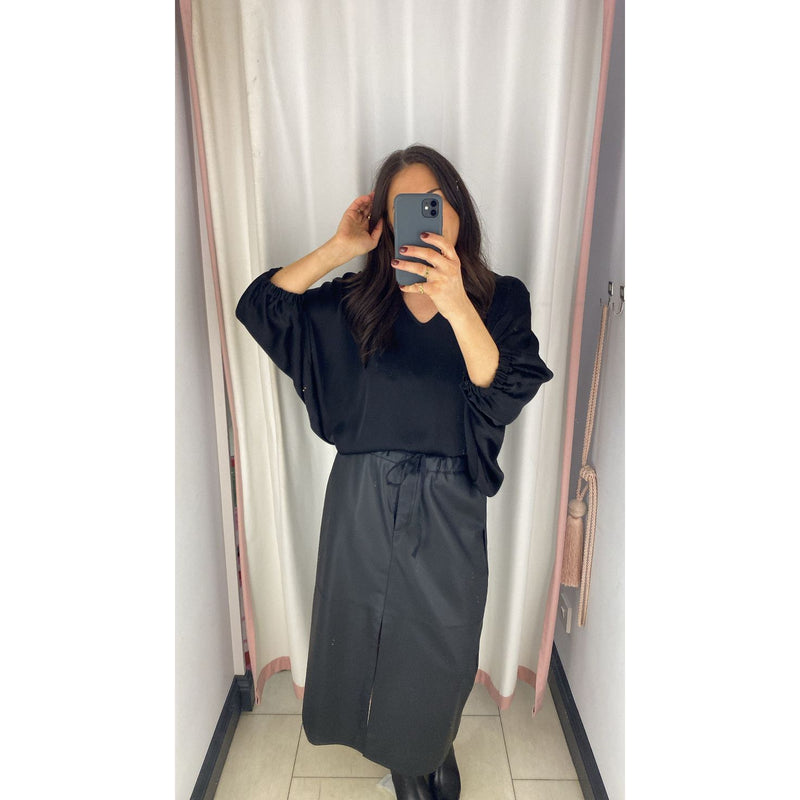 PU Midi Skirt Black