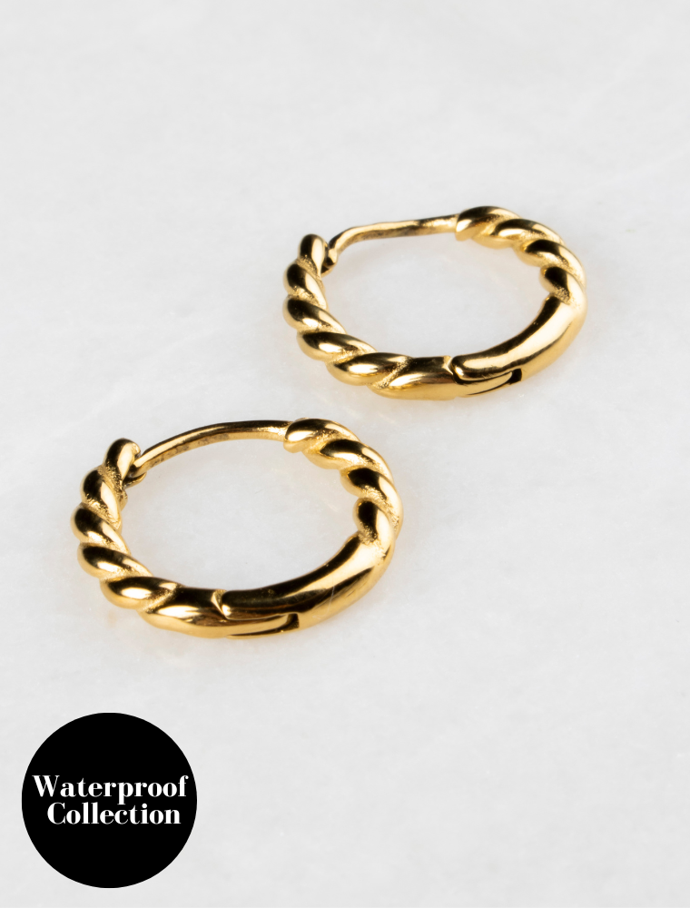 Honey Small Waterproof Twist Earrings Gold