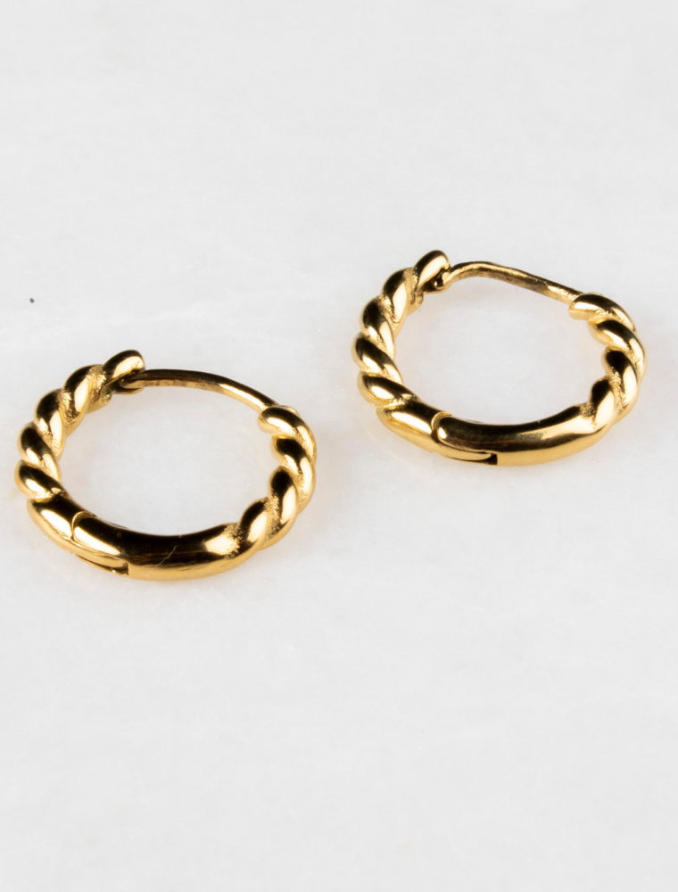 Honey Small Waterproof Twist Earrings Gold