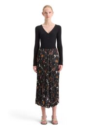 Pleated Printed Crinkle Skirt