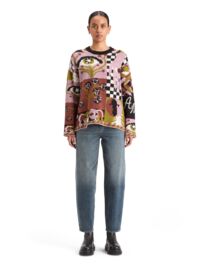 Jacquard Printed Oversized Knit Jumper