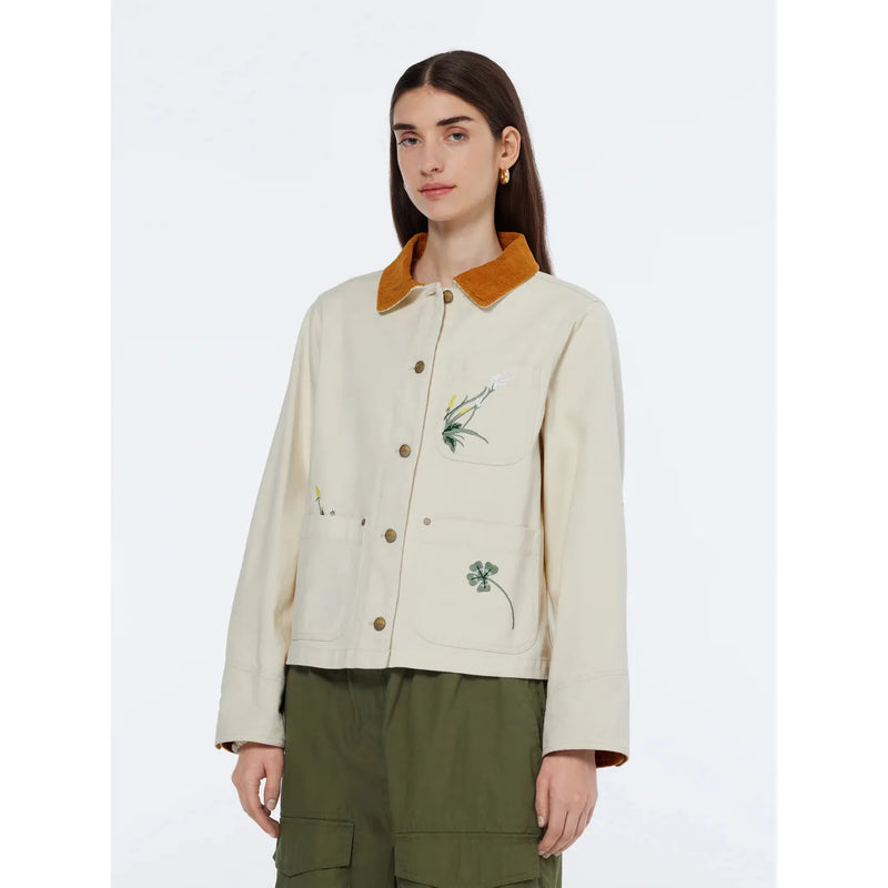 Workwear Barn Jacket with Embroidery Ecru