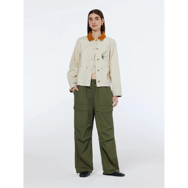 Workwear Barn Jacket with Embroidery Ecru