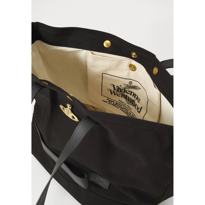 Utility Cotton Canvas Small Shopper Black