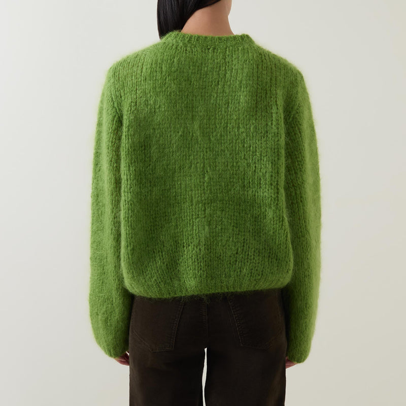 JetraIW Mohair Wool Cardigan Green