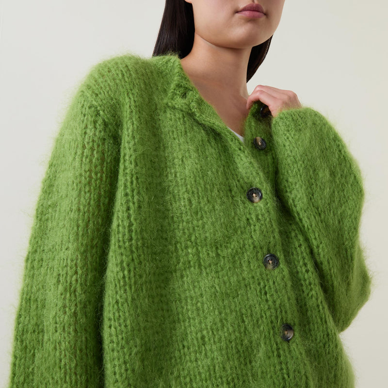 JetraIW Mohair Wool Cardigan Green