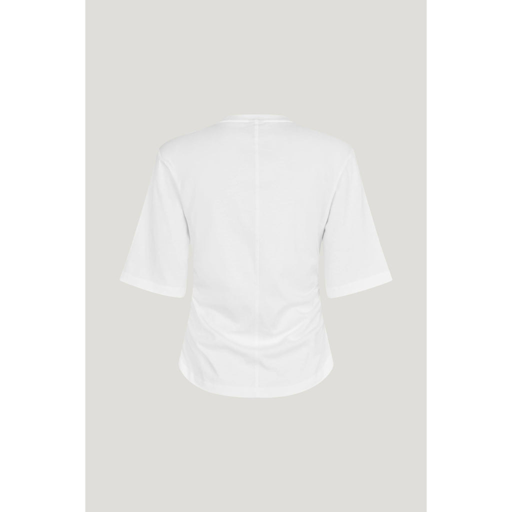 JUMA Logo Split Ruched T-Shirt White - AgathaBoutiqueLtd