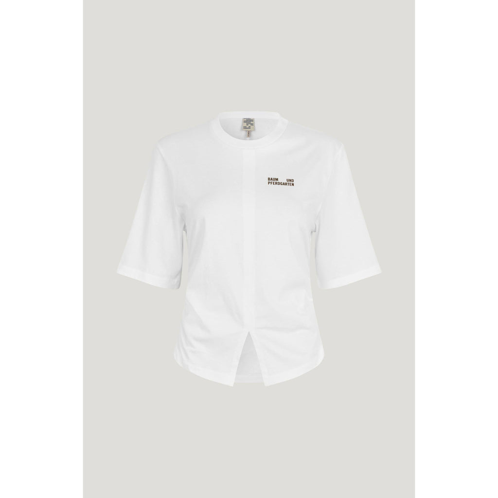 JUMA Logo Split Ruched T-Shirt White - AgathaBoutiqueLtd