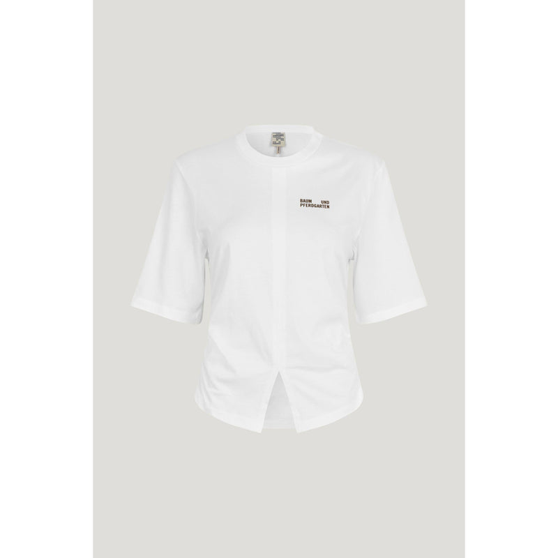 JUMA Logo Split Ruched T-Shirt White - AgathaBoutiqueLtd