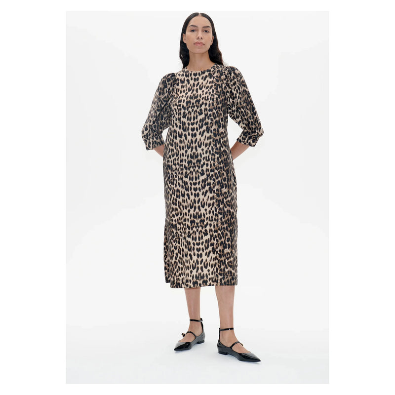 Alya Brown Baum Leopard Midi Dress