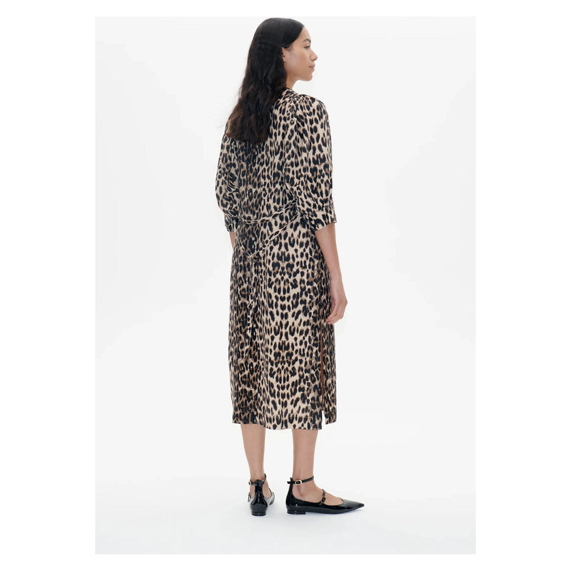 Alya Brown Baum Leopard Midi Dress