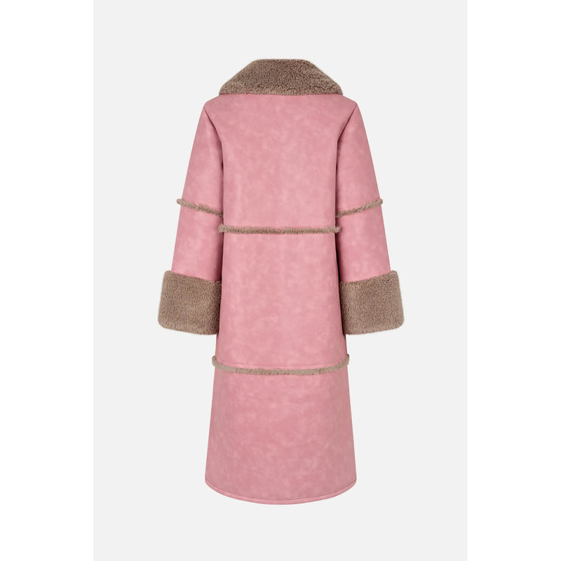 Dafne Shearling Detail Coat Washed Lilac