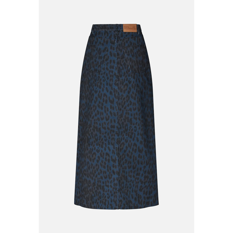 Sigge Denim Midi Skirt Blue Leopard