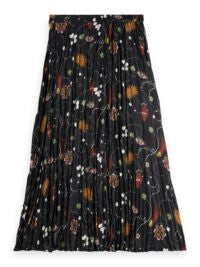 Pleated Printed Crinkle Skirt