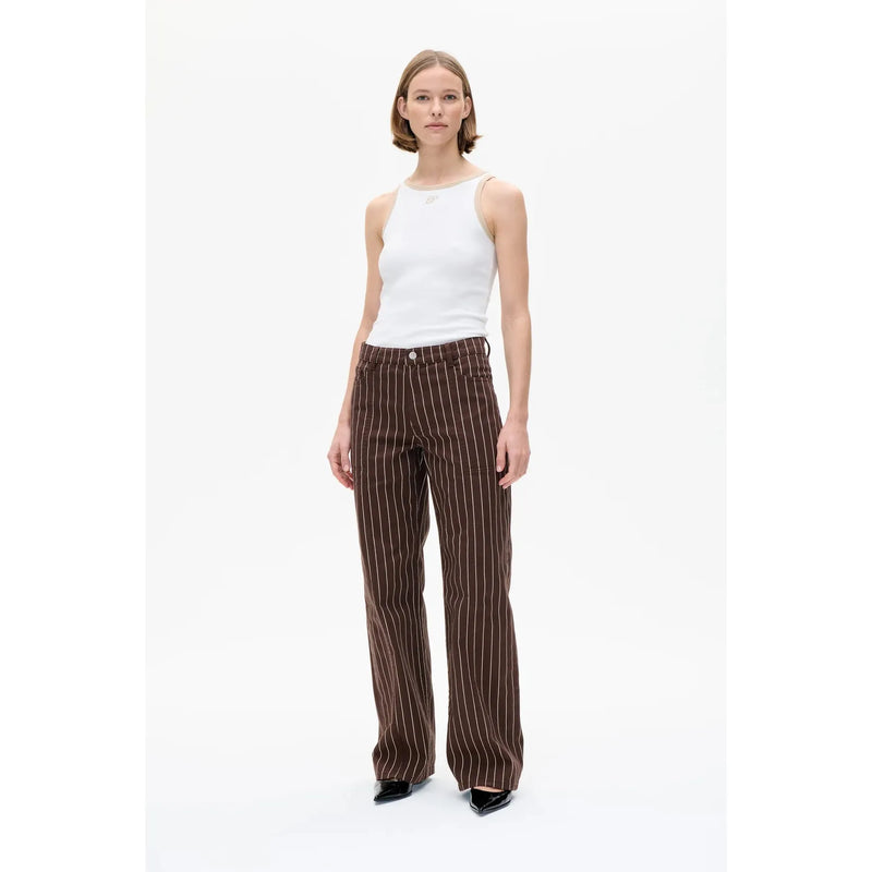 NOLIA Pinstripe Relaxed Fit Jeans Brown/Cream