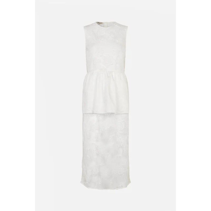 ANTOINE Sheer Floral Lace Dress White