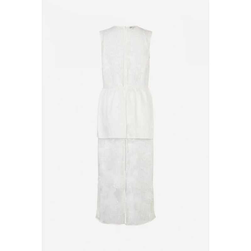 ANTOINE Sheer Floral Lace Dress White