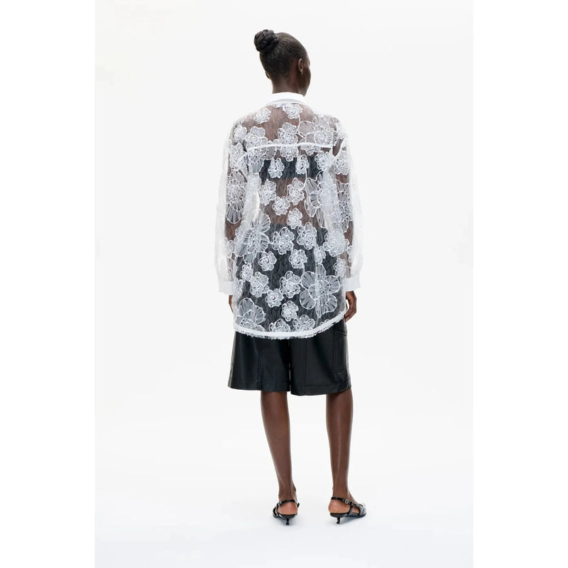 ANNICA Sheer Floral Lace Blouse White