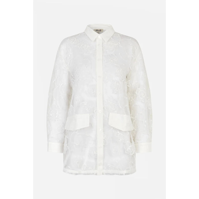 ANNICA Sheer Floral Lace Blouse White