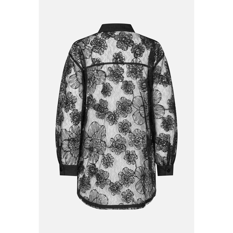 ANNICA Sheer Floral Lace Blouse Black
