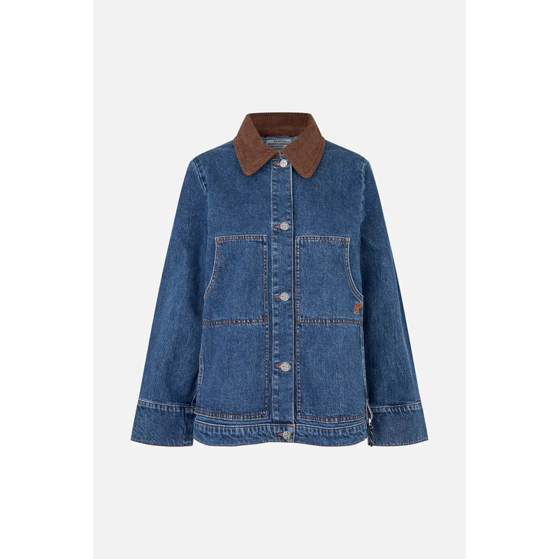BENILDA Denim Jacket with Corduroy Collar Dark True Denim