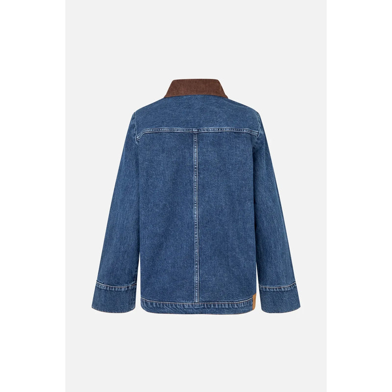 BENILDA Denim Jacket with Corduroy Collar Dark True Denim
