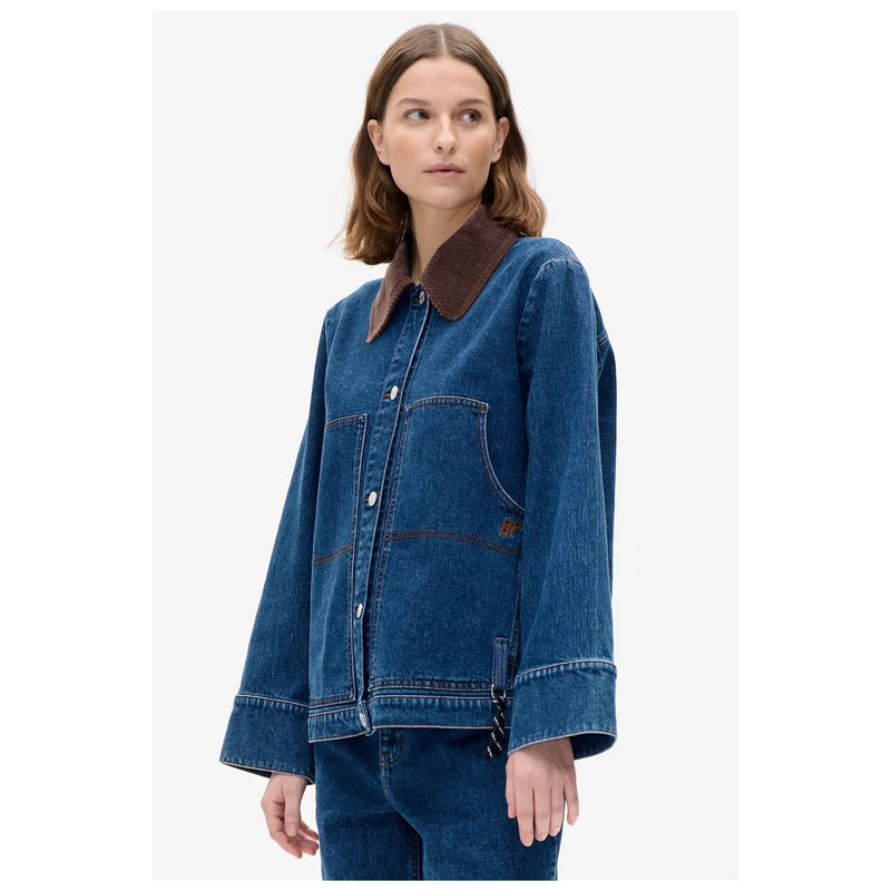 BENILDA Denim Jacket with Corduroy Collar Dark True Denim