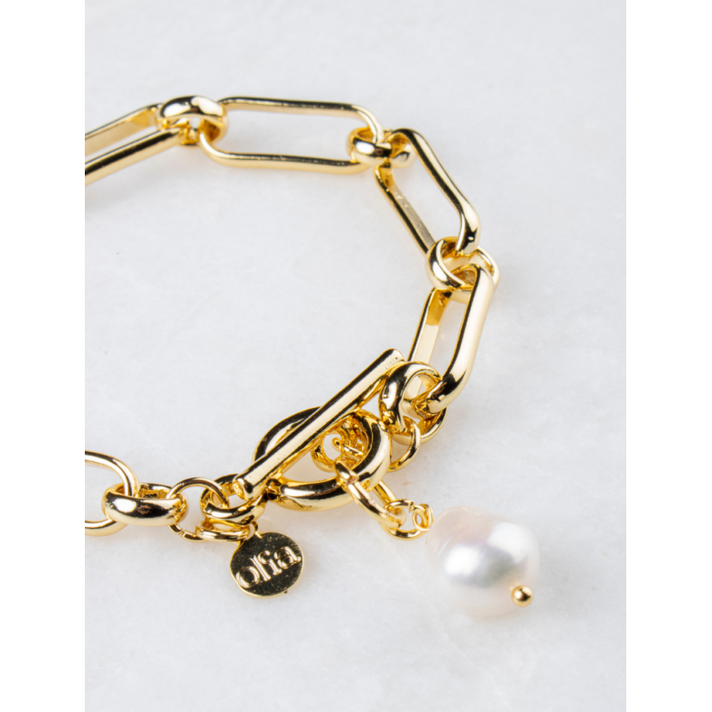 Camila Freshwater Pearl Paperlink Bracelet Gold Plated