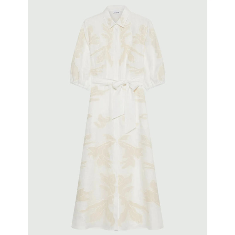 NOTA 100% Linen Embroidered Shirt Dress White/Cream