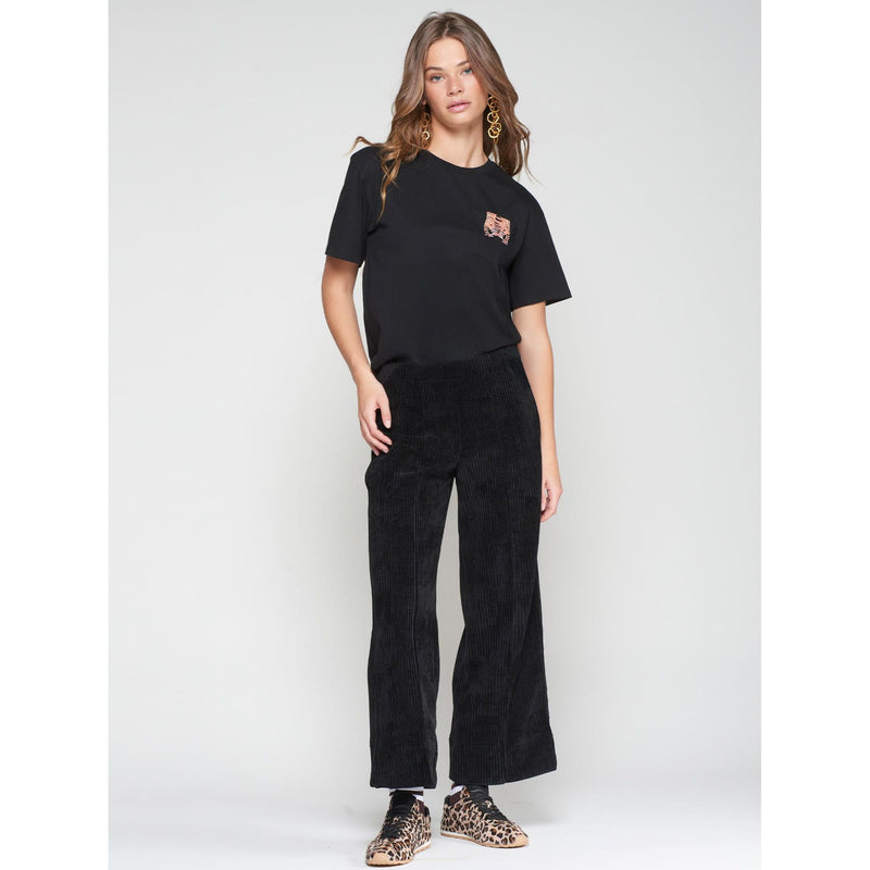 Bettina Pana Confort Jumbo Cord Cropped Trousers Black