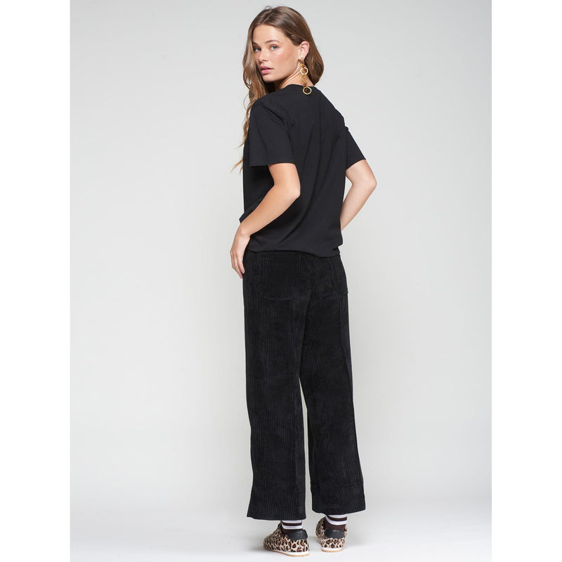Bettina Pana Confort Jumbo Cord Cropped Trousers Black