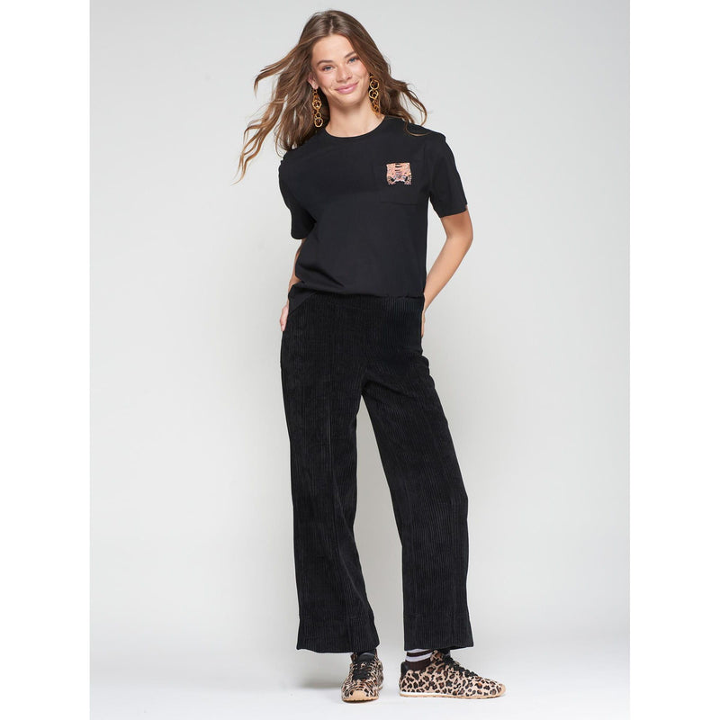 Bettina Pana Confort Jumbo Cord Cropped Trousers Black