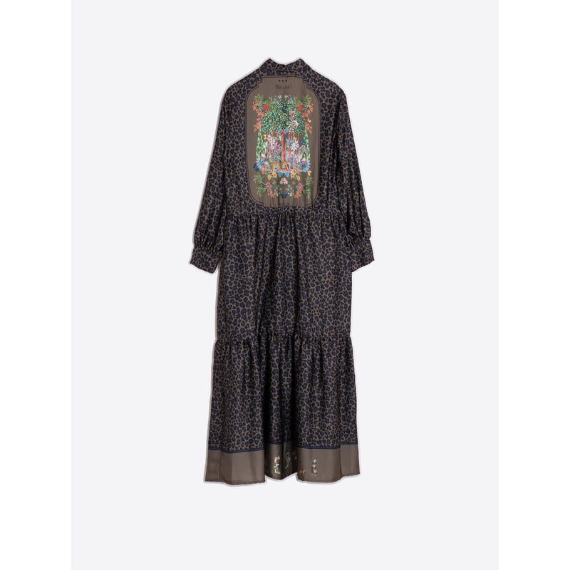 Make A Wish Marron Leopard Shirt Dress