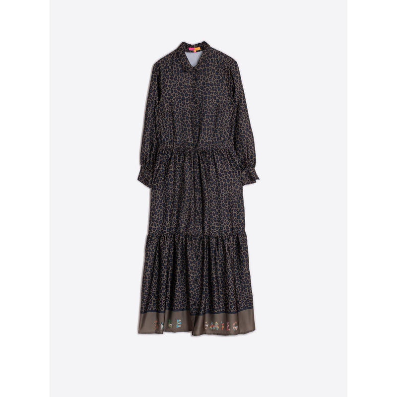 Make A Wish Marron Leopard Shirt Dress